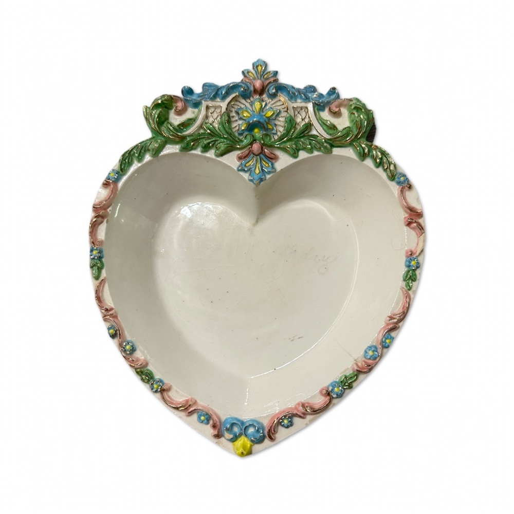 RARE Vintage Fait Main 1969 Art Heart Shaped Candy, Soap, Jewelry Dish